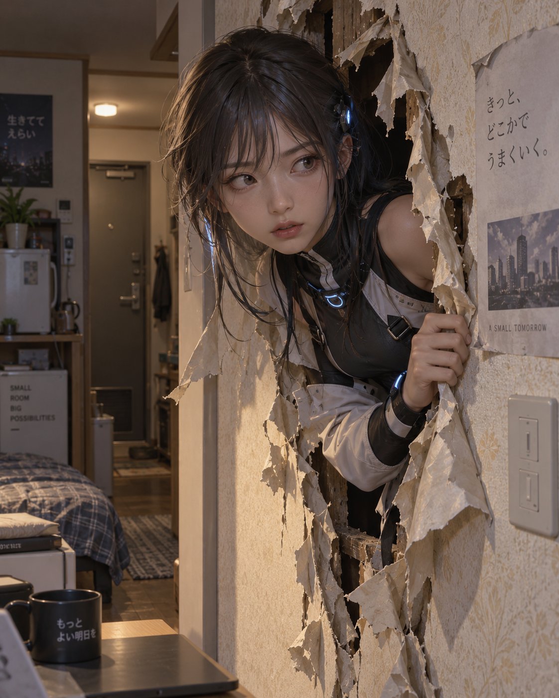 GPT-Image 2.5 generates a girl bursting through a wall