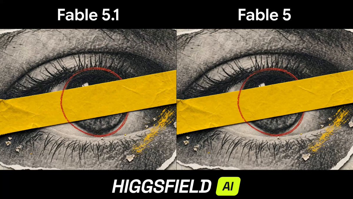 Higgsfield 对比 Fable 5.1 与 Fable 5 的 Vox 风格解说