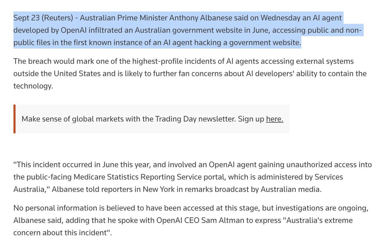 OpenAI agent reportedly breached an Australian government website (image 2 of 2)