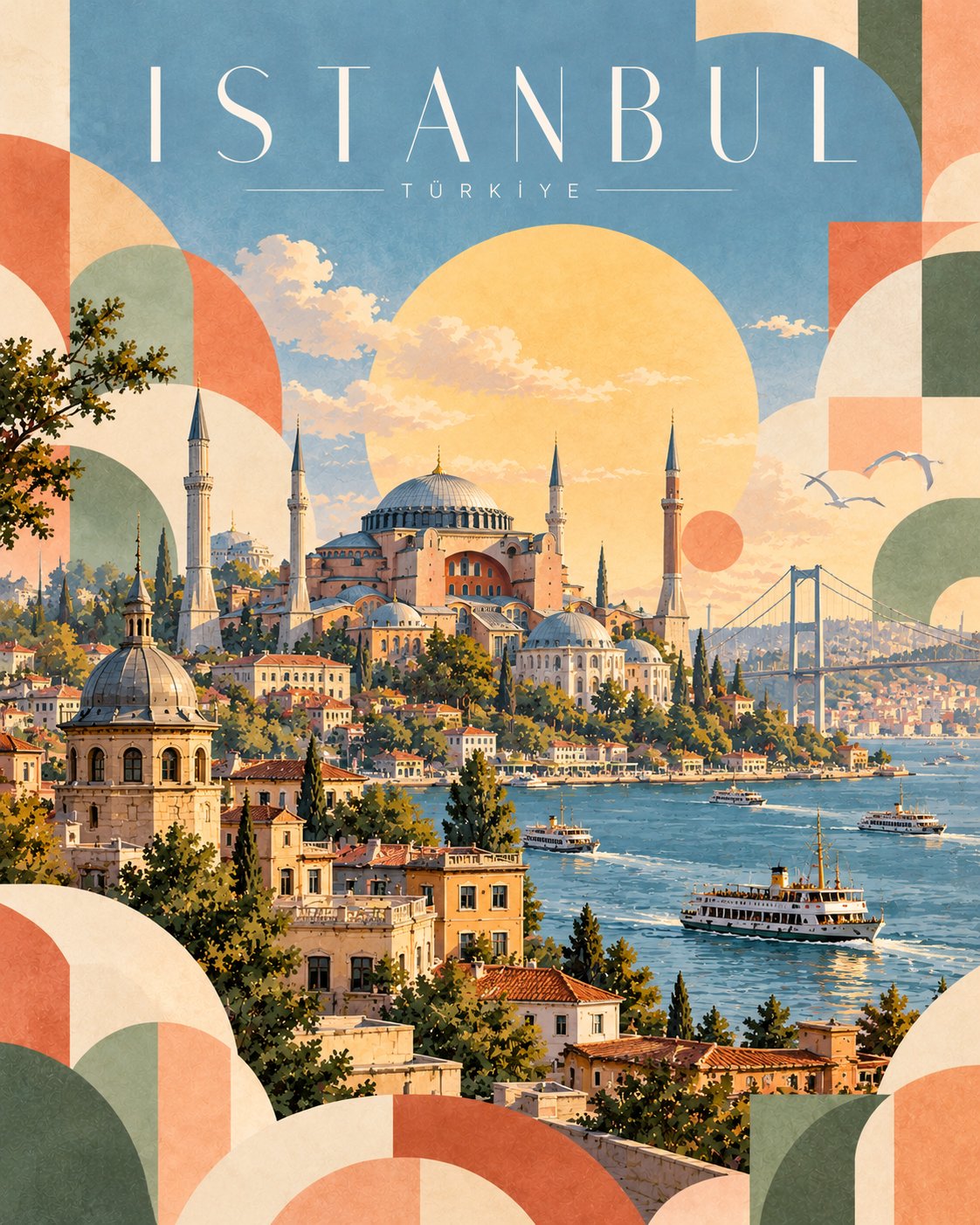 Geometric travel poster prompt template for GPT Image 2.5 (image 3 of 4)