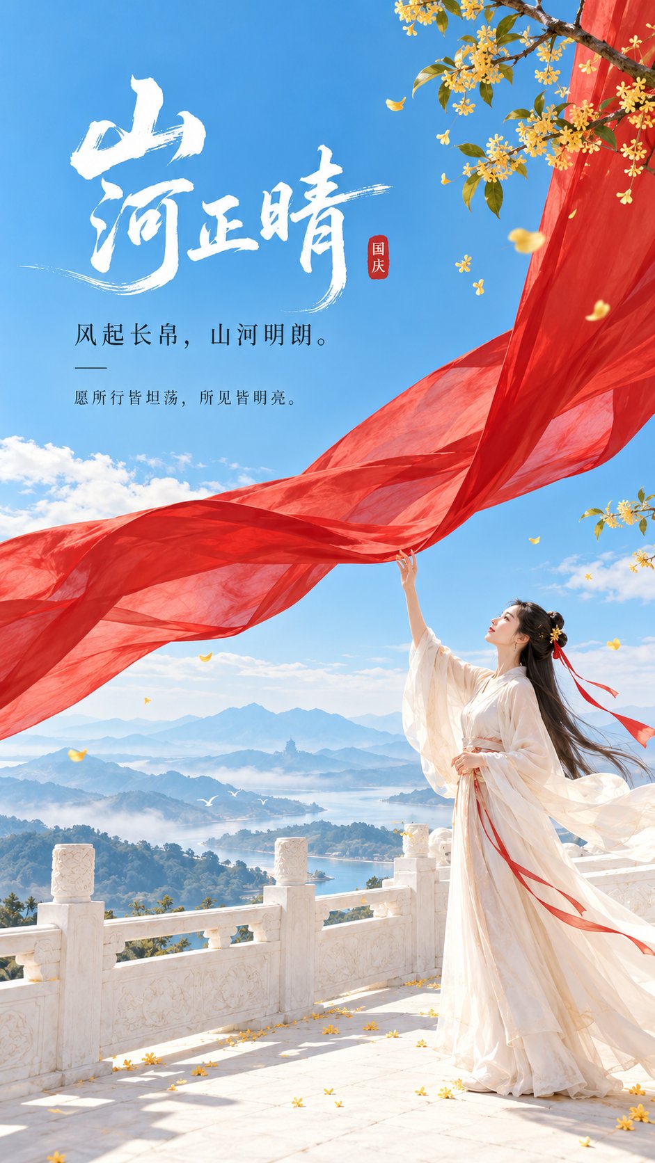 GPT Image 2.5 prompt for an oriental minimalist National Day cover