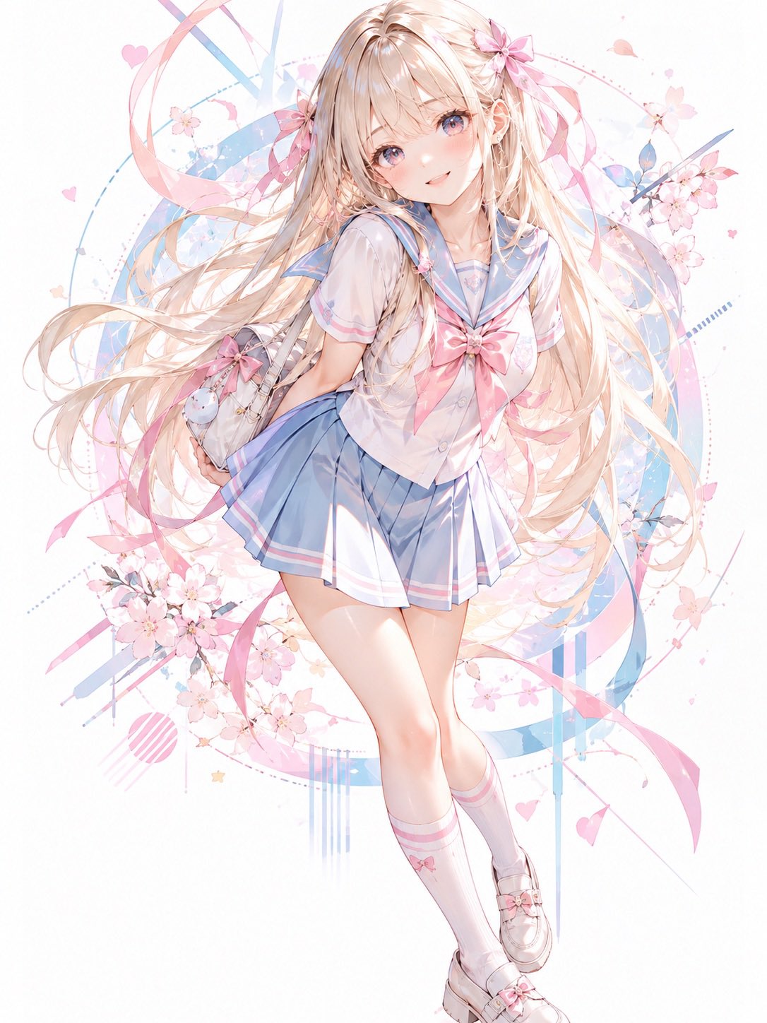 Maruko's digital art No.791: long blonde hair in a kawaii style