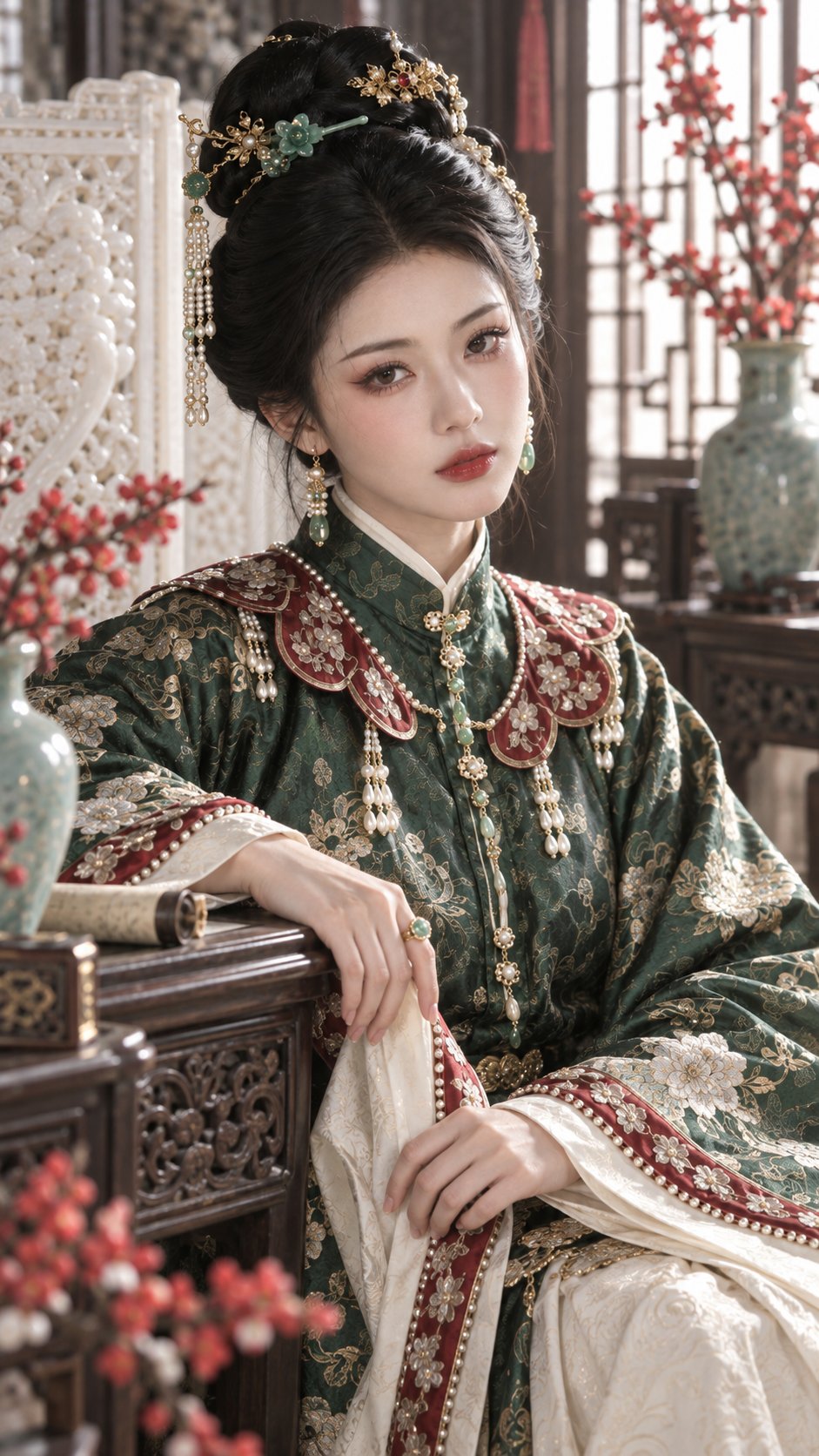 GPT Image 2.5 古风贵女写真提示词「翠影流金」