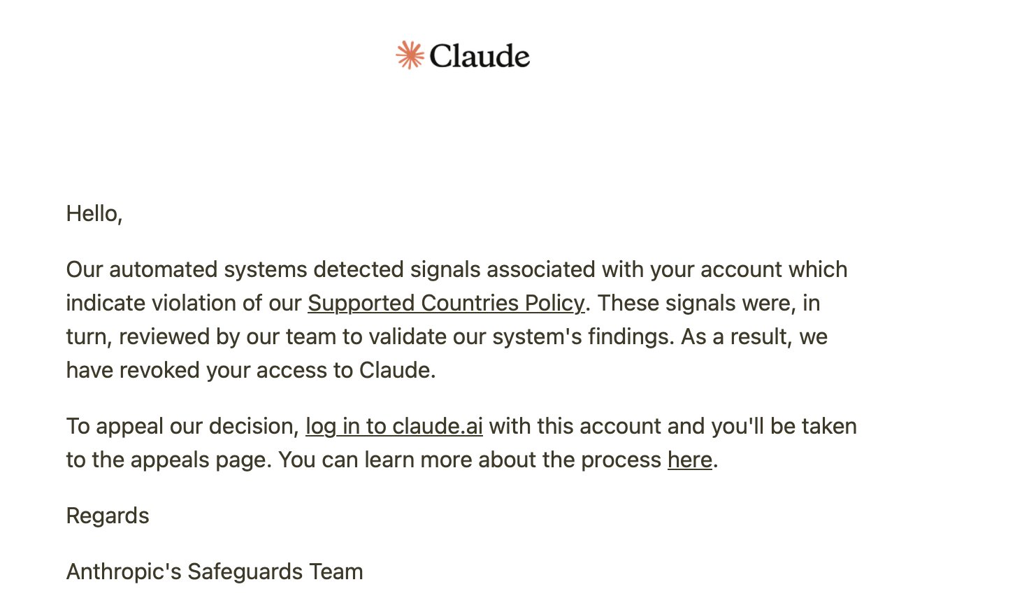 用了十个月的 Claude 账号仍被封