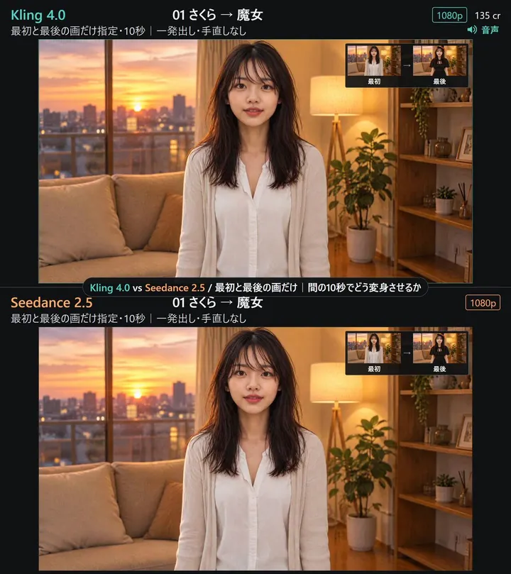 Kling 4.0 vs Seedance 2.5: first/last-frame Halloween transformation test