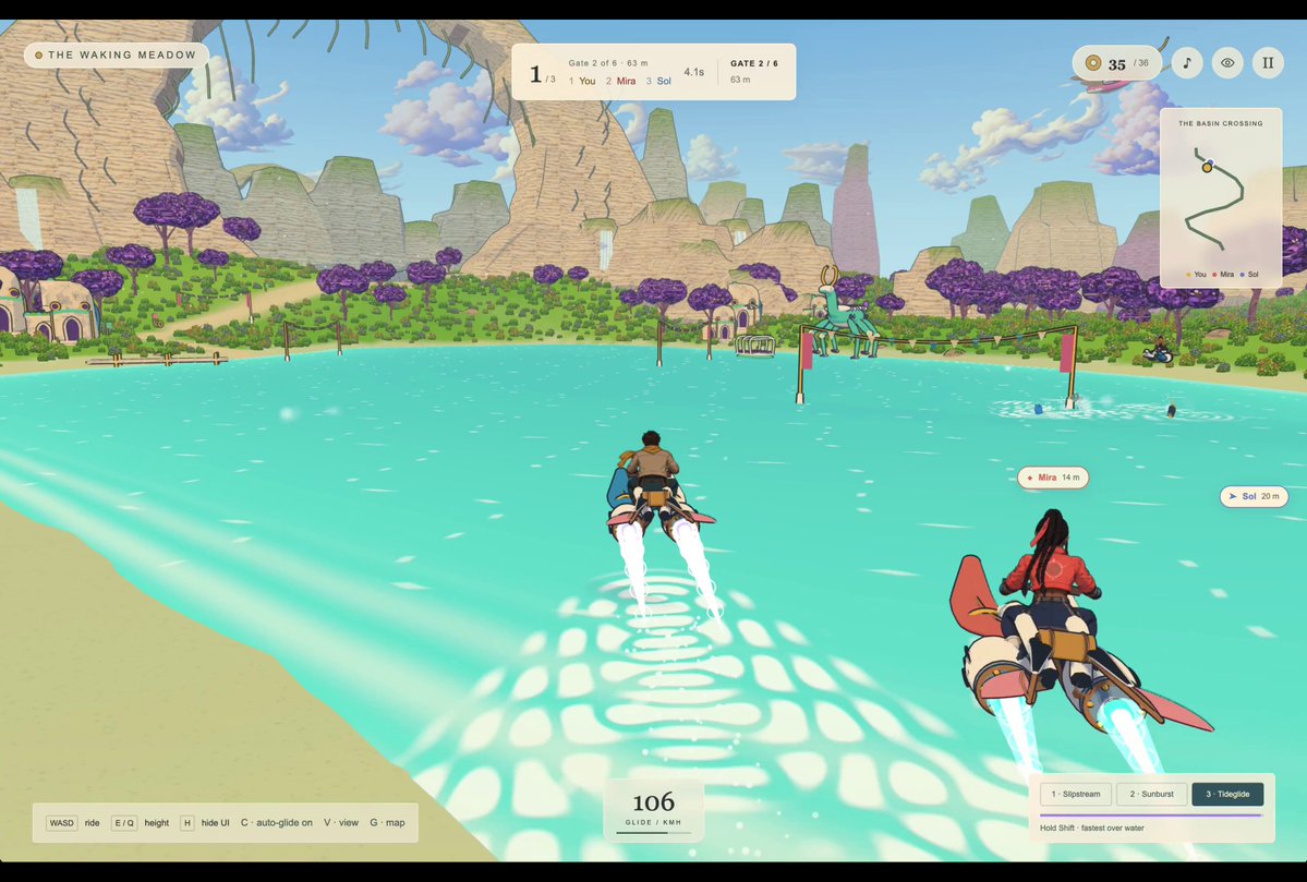 Open-world sci-fi fantasy game built with Opus 5.5, Crayon and Three.js