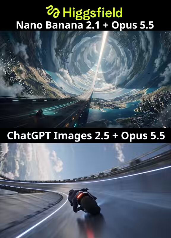 用 Higgsfield 对比 Nano Banana 2.1 与 ChatGPT Images 2.5
