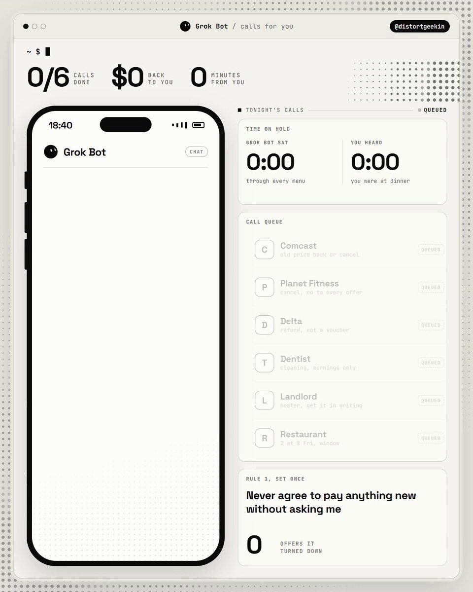 Grok Bot makes phone calls: six scripts for bills, refunds, bookings