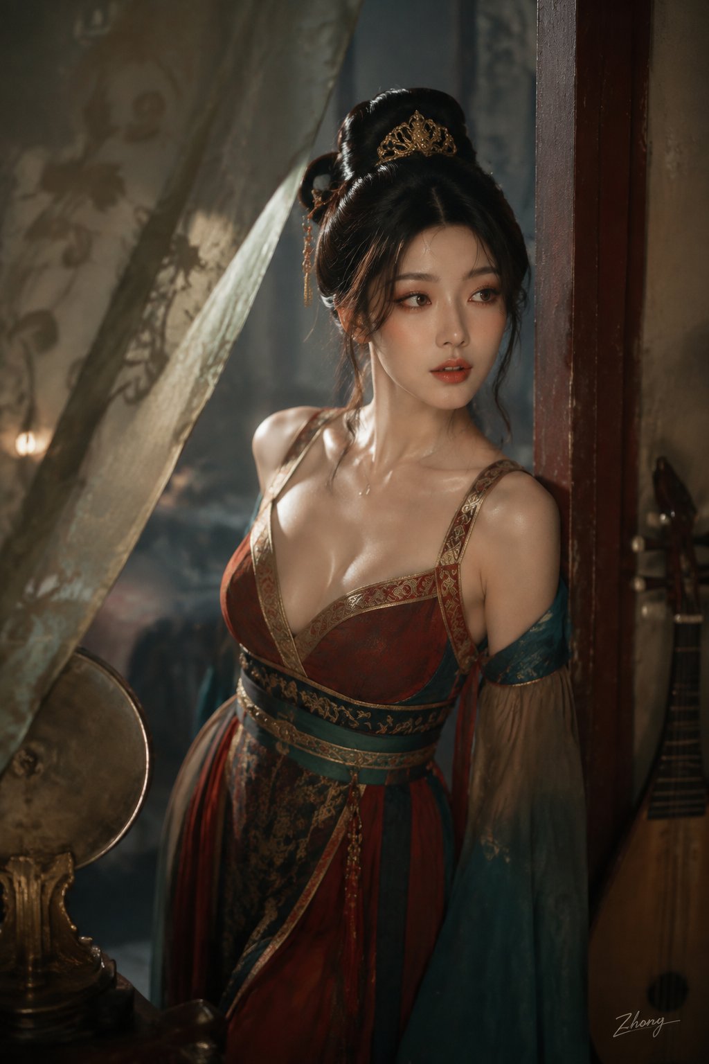 Turning a historical-style character's day into an iPhone Photos album screenshot