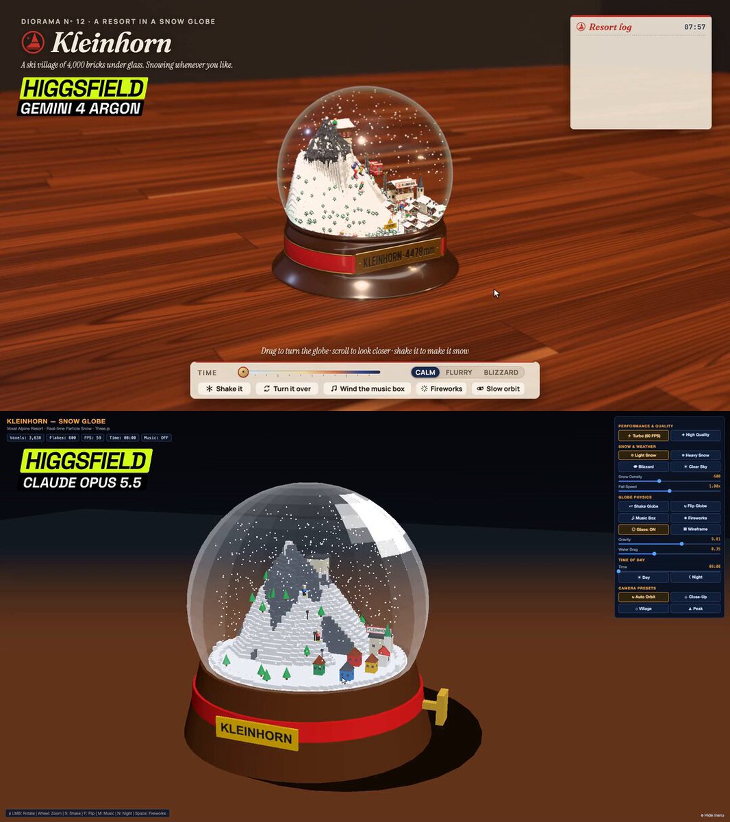 Higgsfield 交互 3D 模拟：粒子运动与动态光照对比
