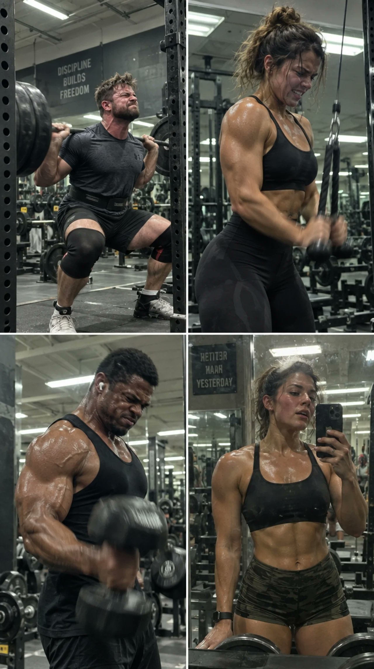 Fitness prompt tested across four image models (image 1 of 4)