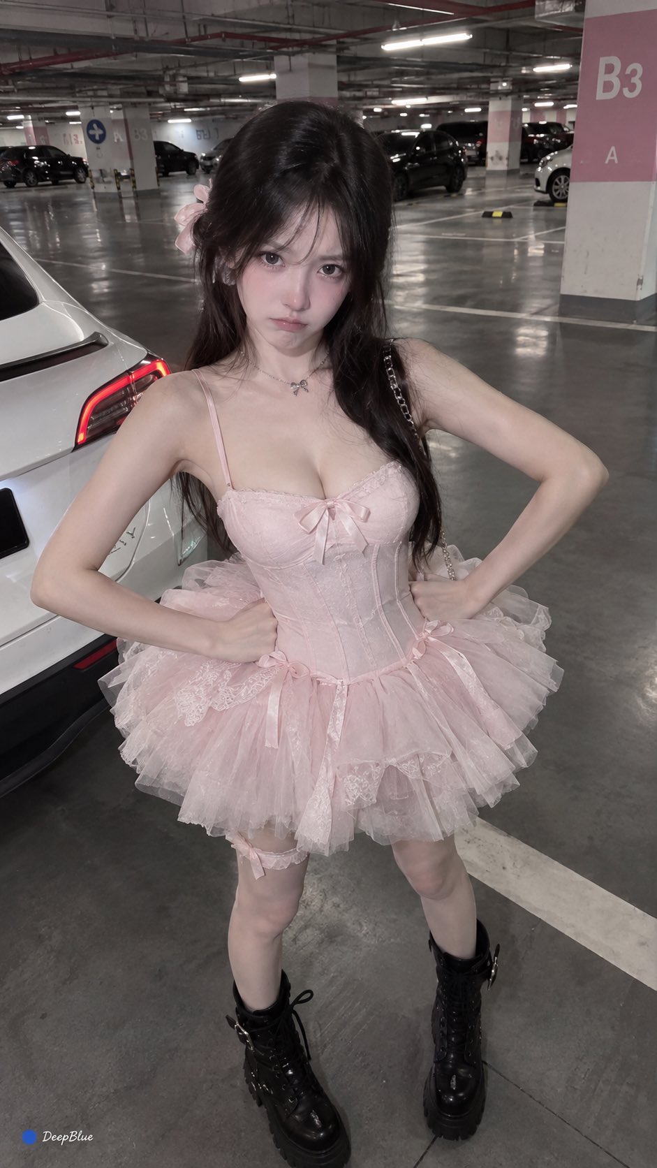 Pink ballet skirt and black biker boots prompt for GPT Image 2.5