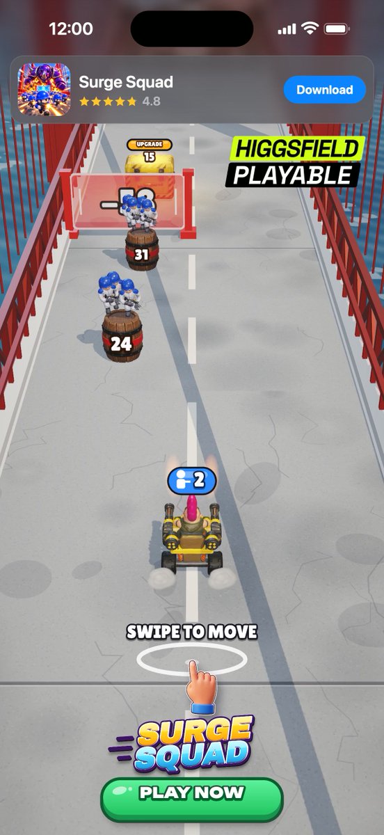 Higgsfield Playable demo: one wrong gate ends the run