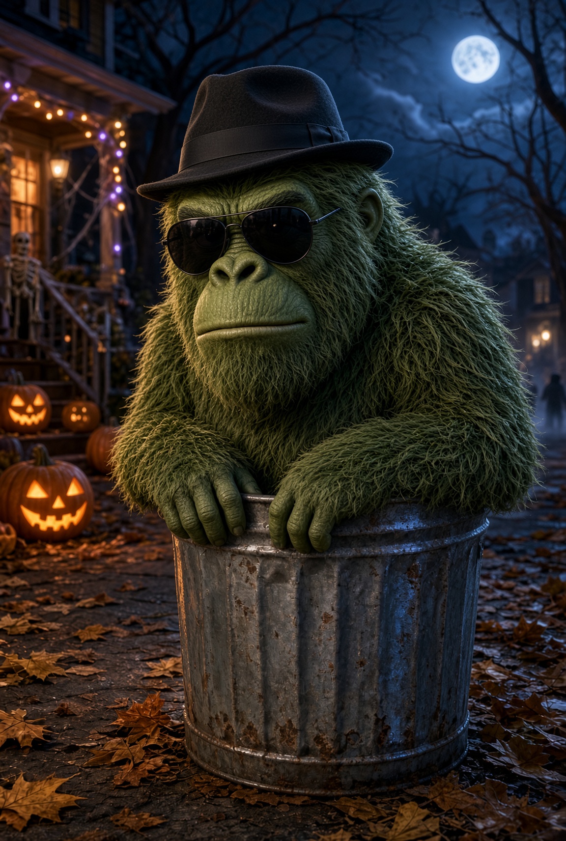 GPT Image 2.5 prompt turns a selfie into a shaggy green trash-can puppet