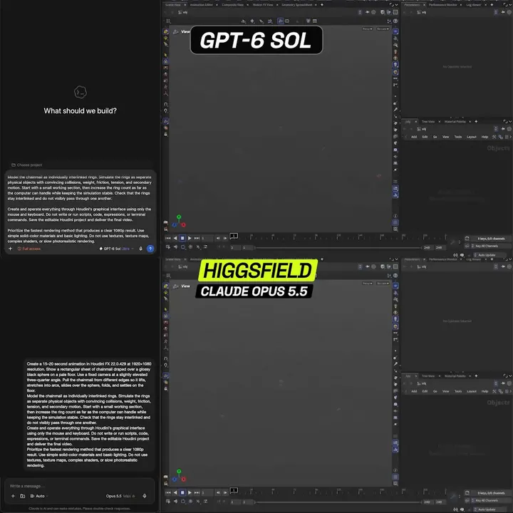 GPT-6 Sol and Opus 5.5 build chainmail in Houdini