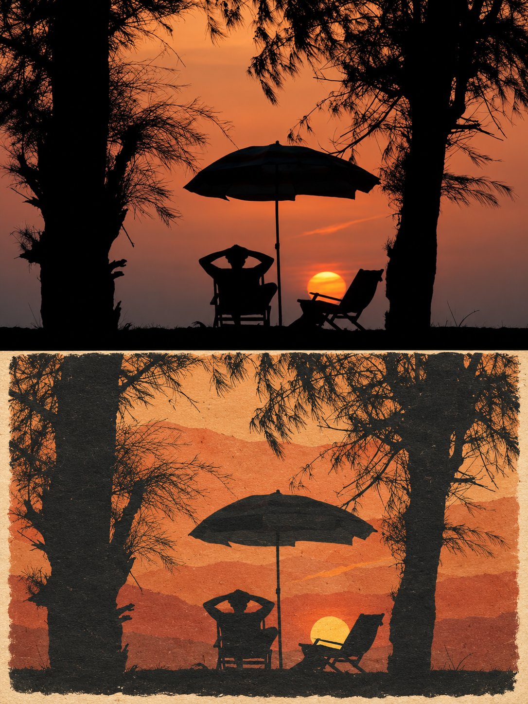 GPT Image 2.5 prompt: photo-to-paper-cut poster (image 2 of 2)