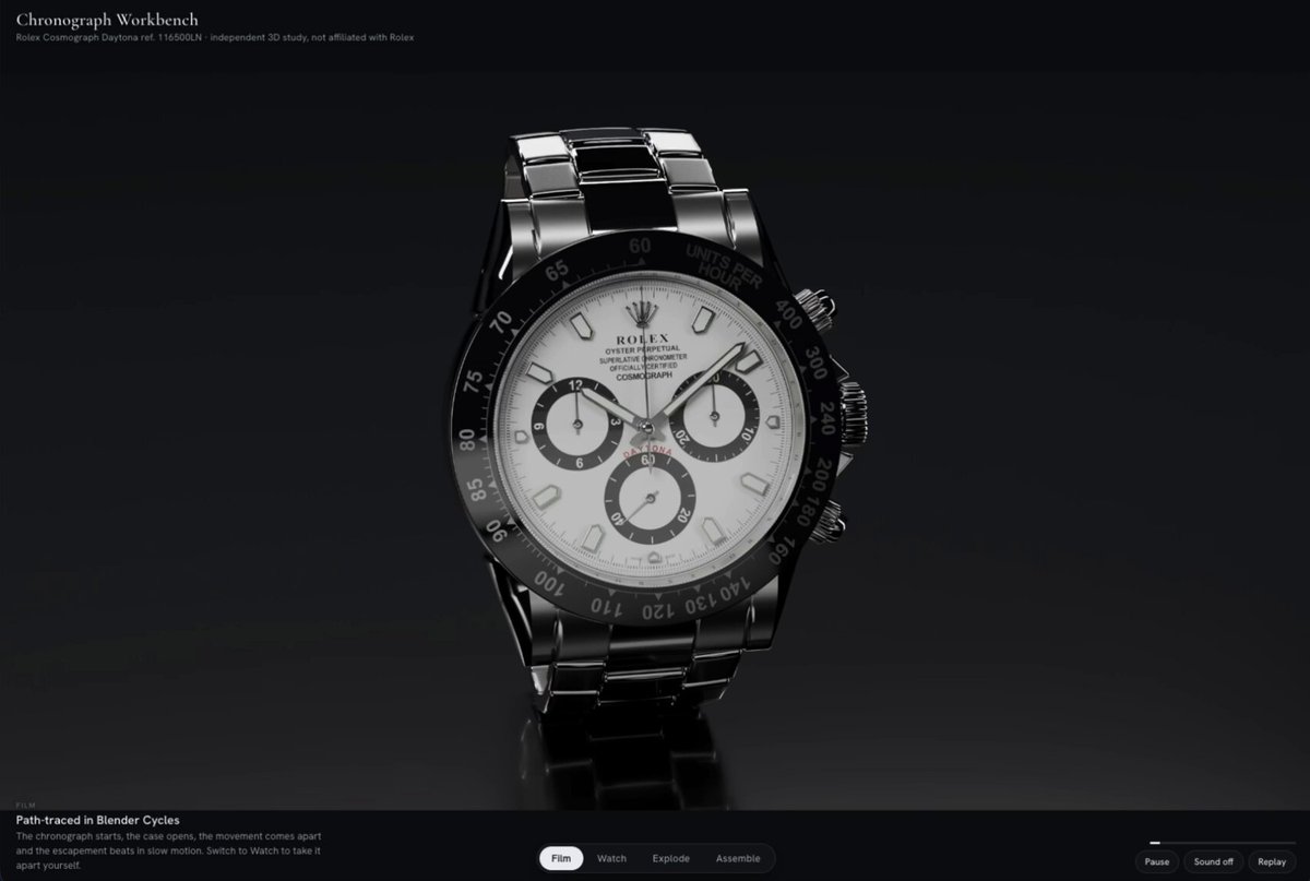Opus 5.5 renders a Rolex Daytona in Blender