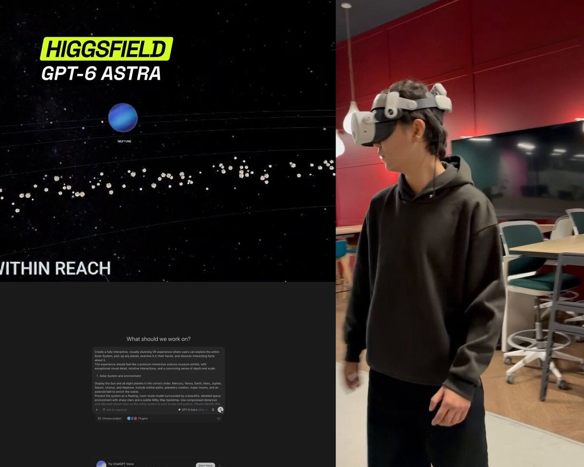 Higgsfield 视觉素材 + GPT-6 Astra 做 VR 太空漫游