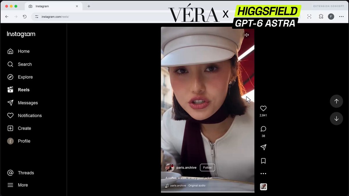 Higgsfield 展示扫视频找同款穿搭并下单的 App