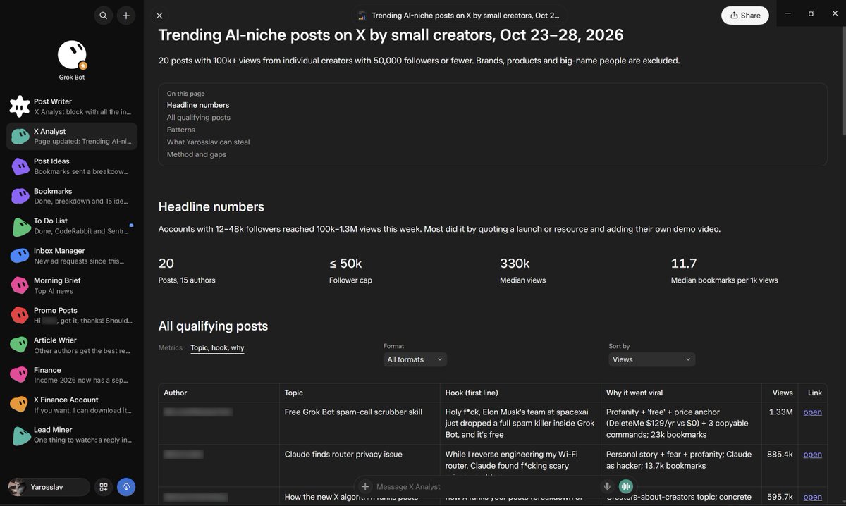 Running an X account with a Grok Bot agent team (image 1 of 2)