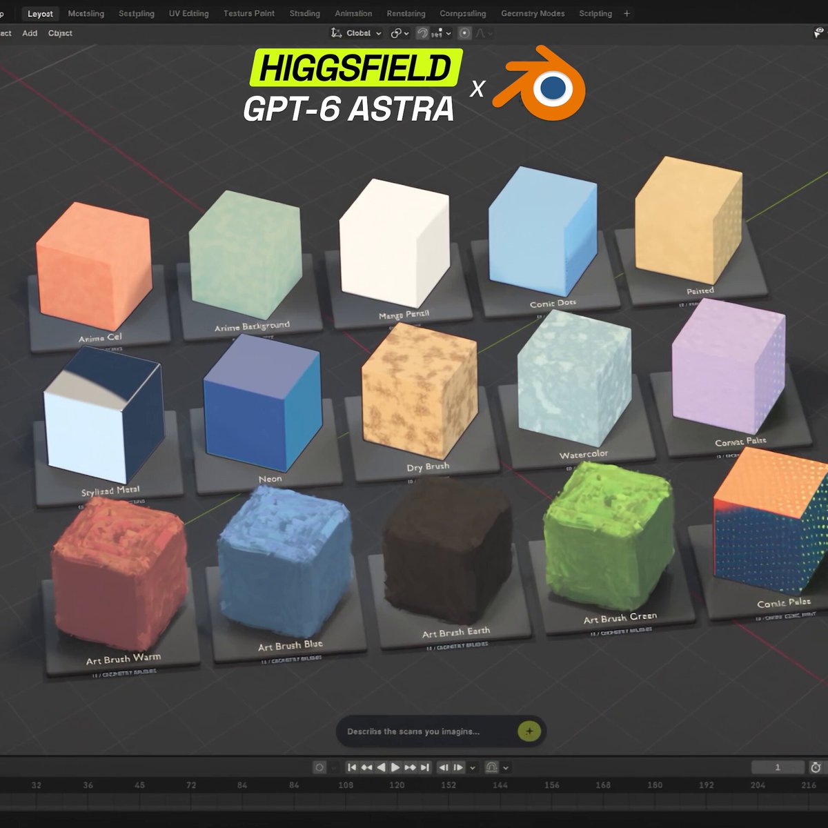 Higgsfield 联手 GPT-6 做 Blender 手绘材质插件