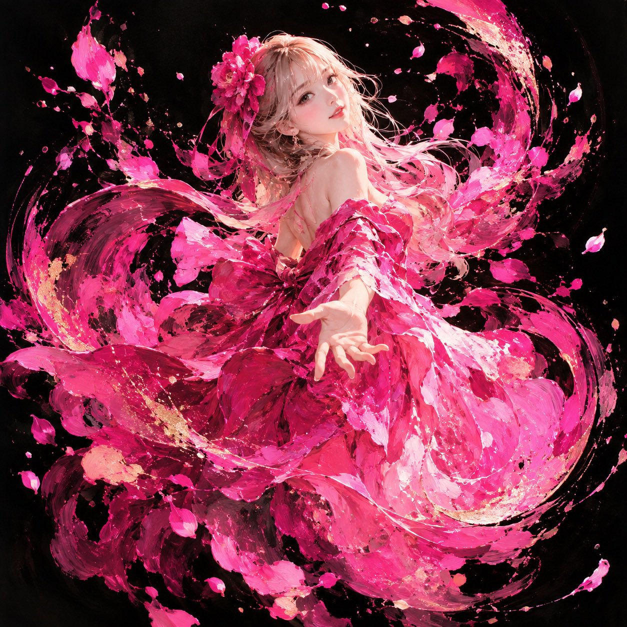 ChatGPT Images 2.5 digital art No. 762: jet black and opera pink, part 2