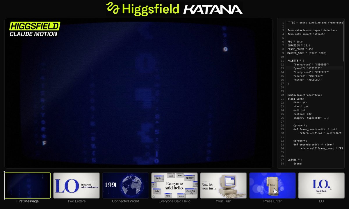 Higgsfield Katana 一条过生成发布预告片