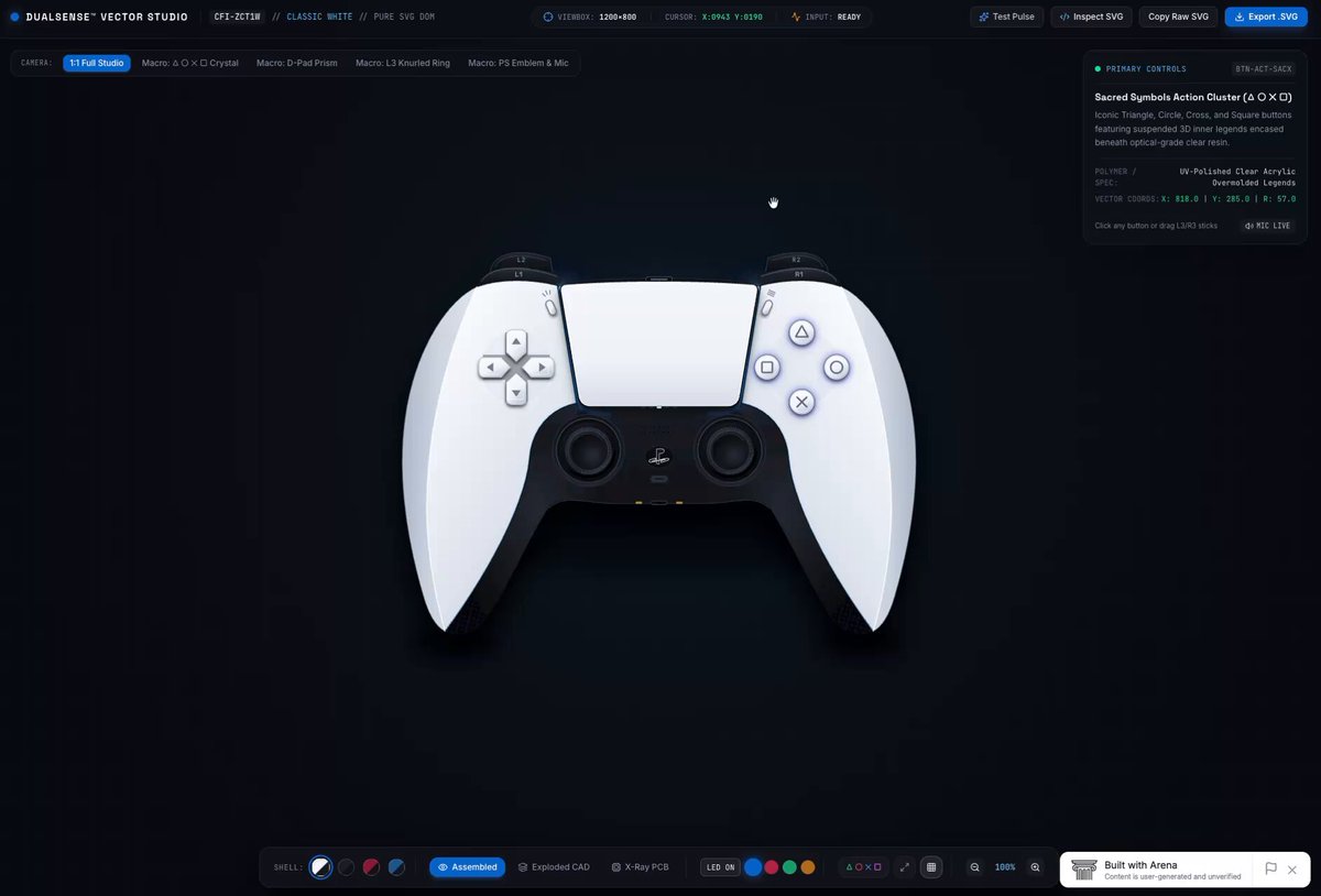 LuminaBench 实测 Gemini 4 Pro 生成 PS5 SVG