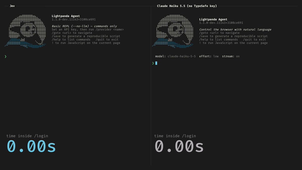 Lightpanda agent 用 Jev 处理登录表单