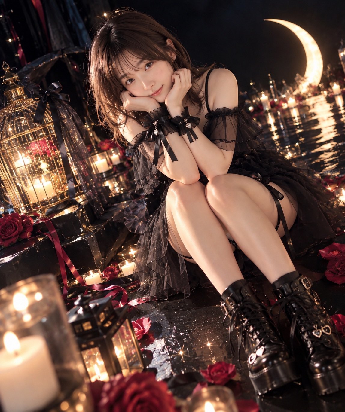 ChatGPT Images 2.5 draws a nighttime creative room in black and pink