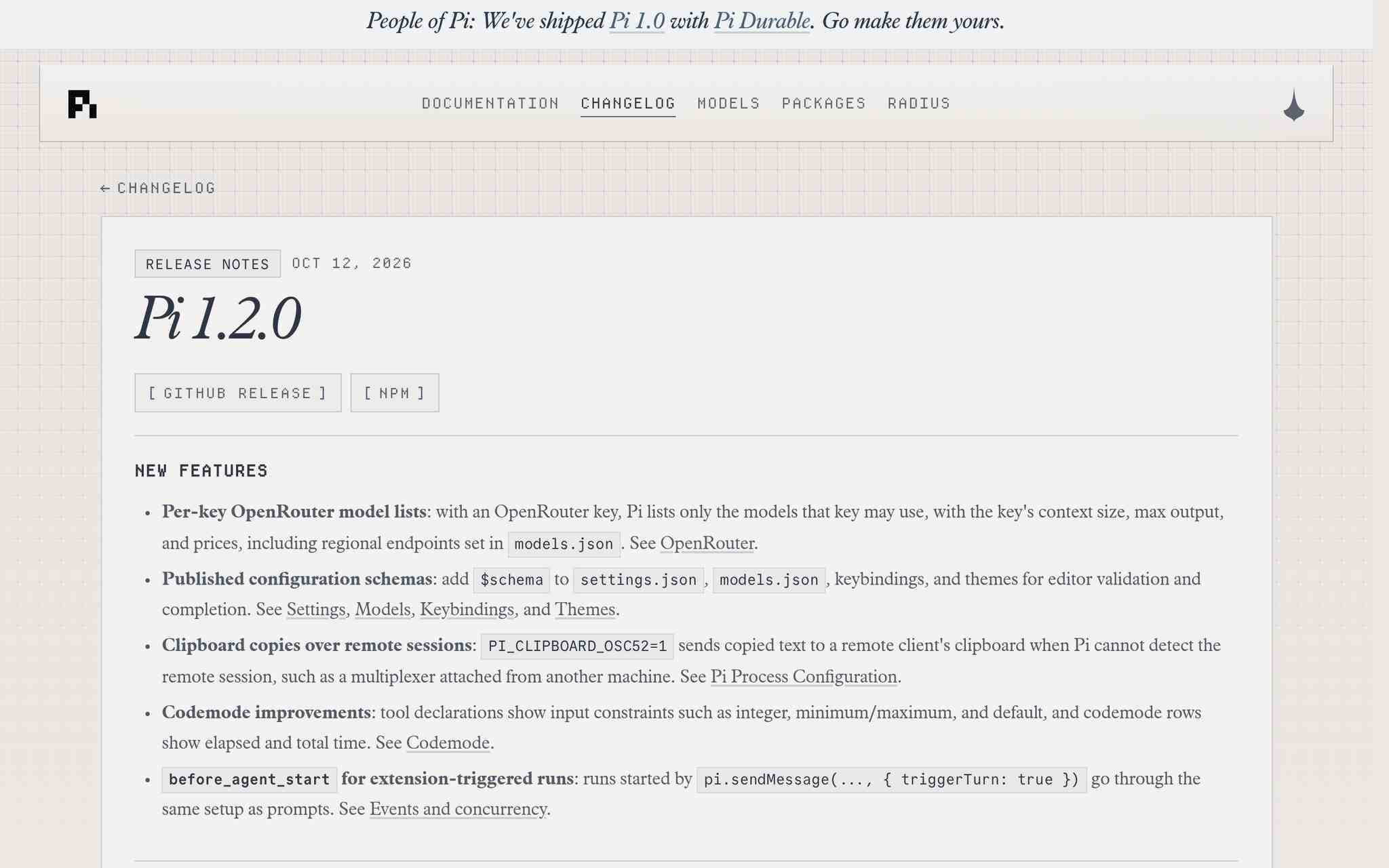 Pi 1.2.0 发布:OpenRouter 模型信息与配置校验改进