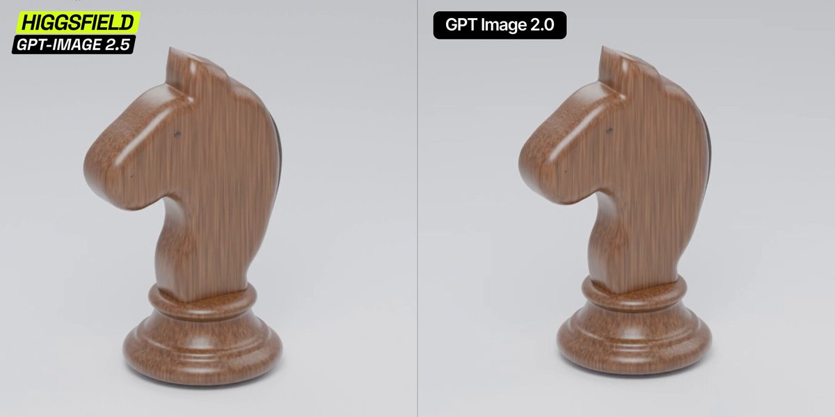 Higgsfield 官方对比 GPT-Image 2.0 与 2.5 转台视频