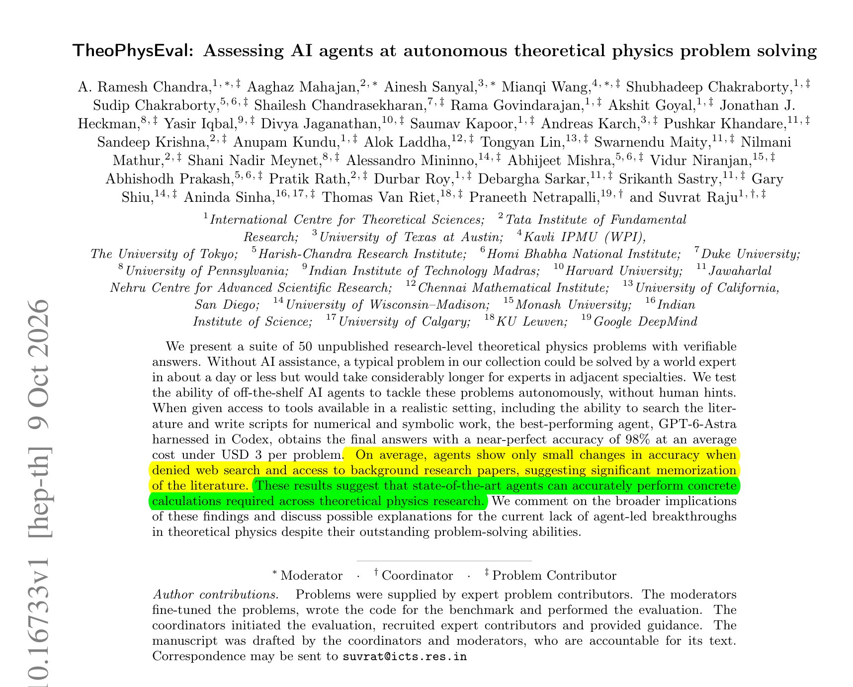 Google DeepMind 物理基准：GPT-6 Astra 在 Codex 中解出 49/50