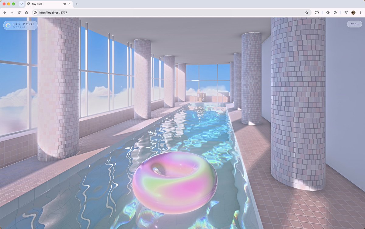 Opus 5.5 + Three.js 生成天空泳池梦境空间