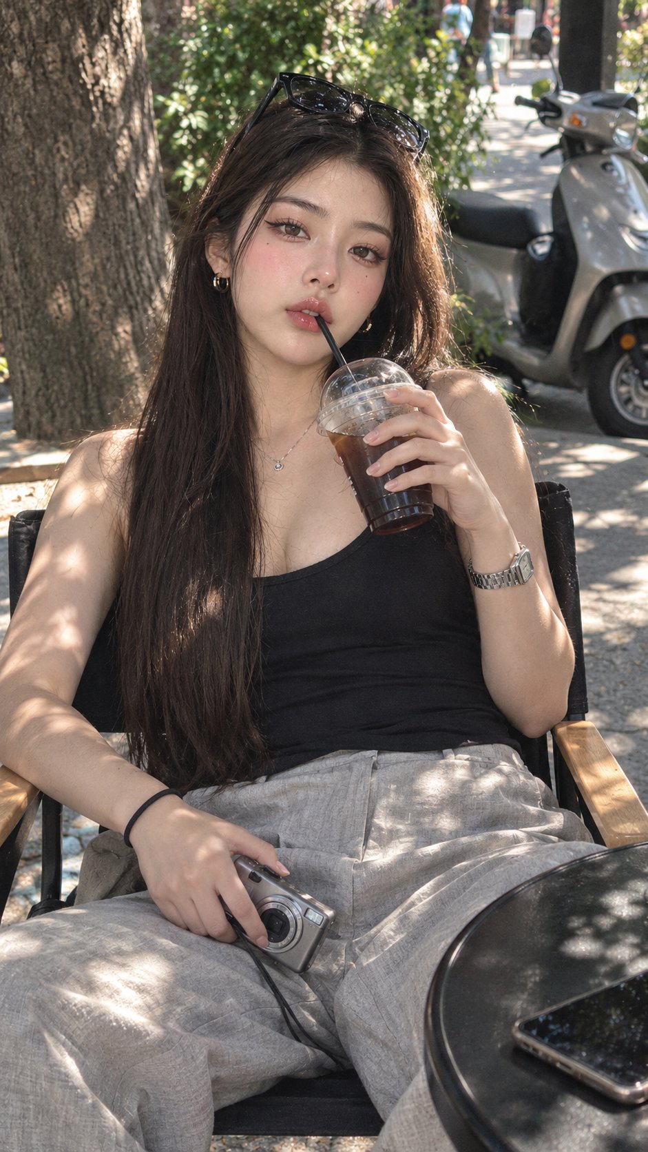 GPT Image 2.5 prompt for a realistic street cafe portrait
