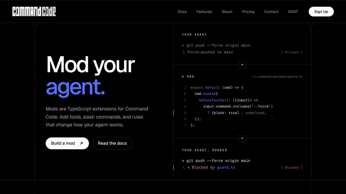 Command Code 推出 Mods Hub 开源注册表