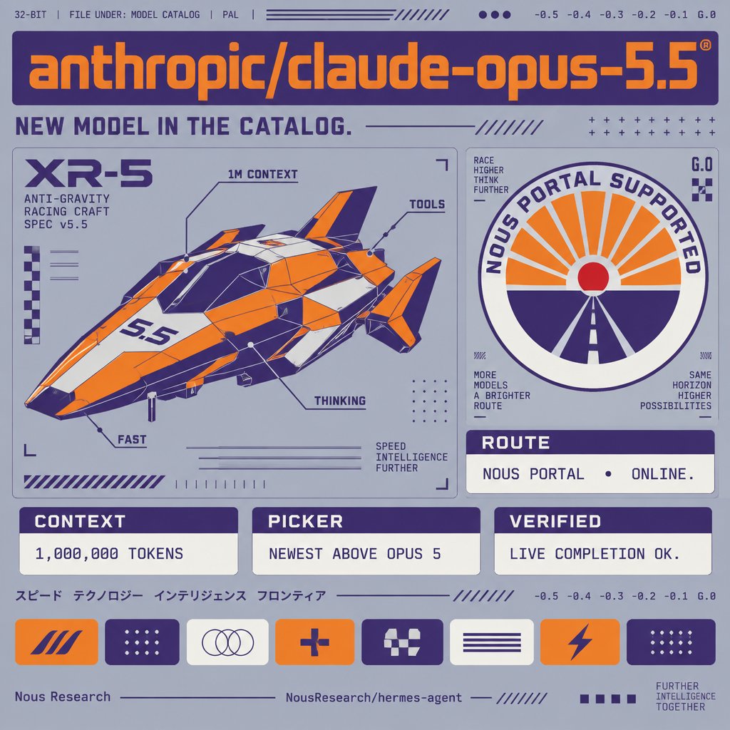 Hermes Agent adds Claude Opus 5.5 via Nous Portal