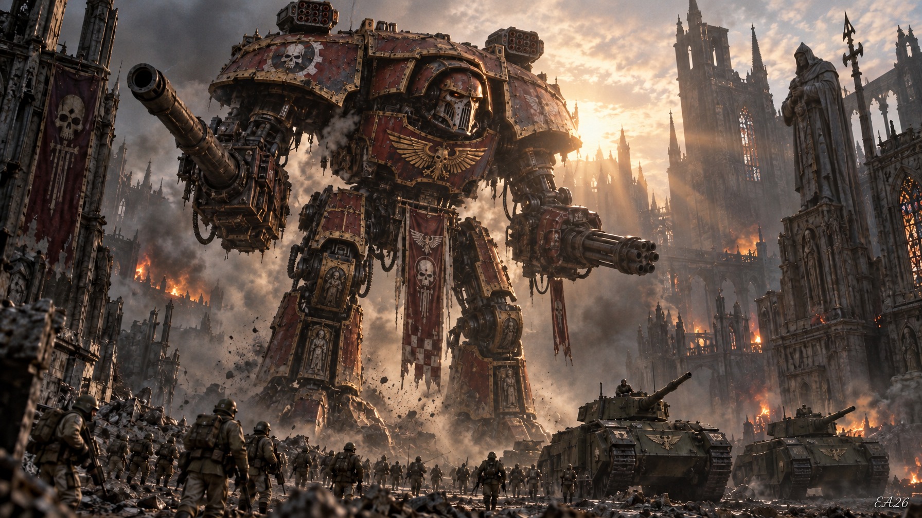 GPT Image 2.5 renders Warhammer Titan hive city scene