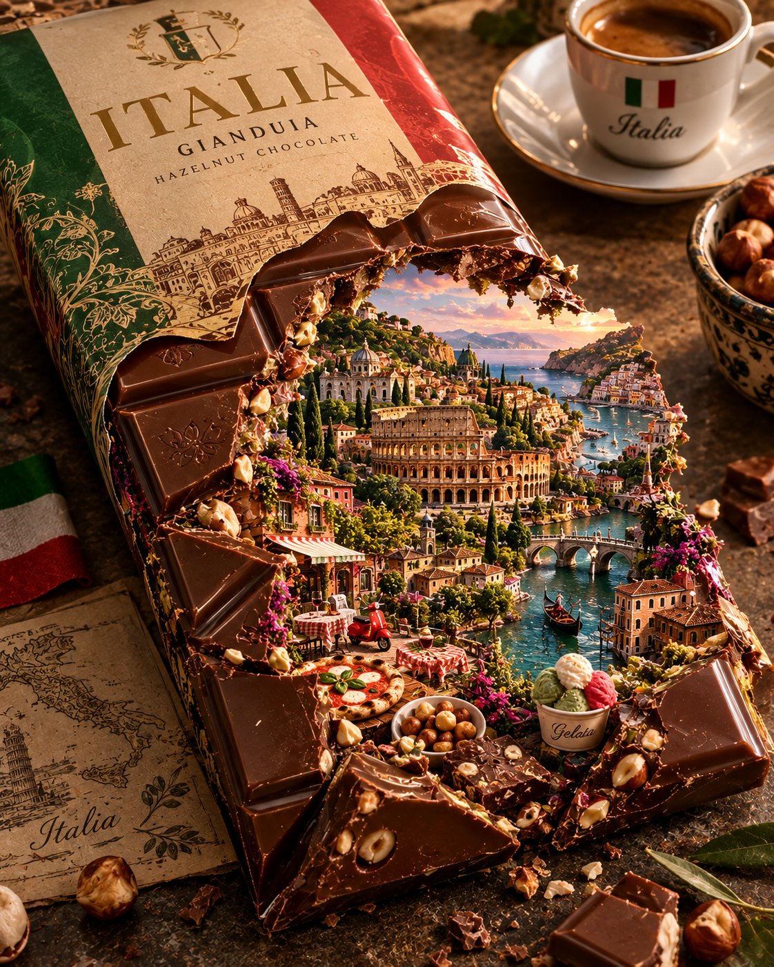 A GPT Image 2.5 prompt that turns a country into a chocolate bar (image 3 of 3)