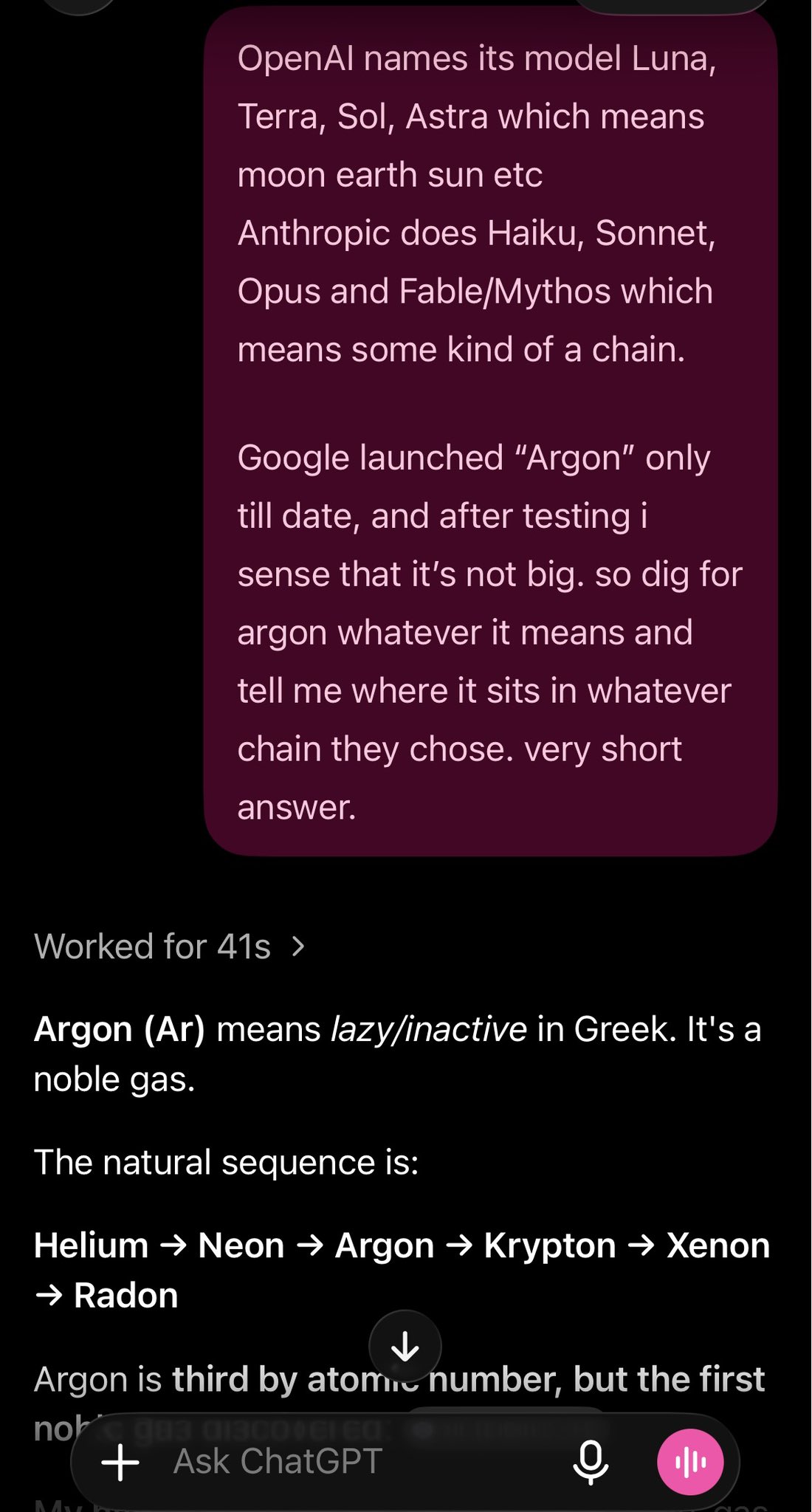 Arabic user tests Gemini Argon: weak tool use, suspects a small Flash-class model