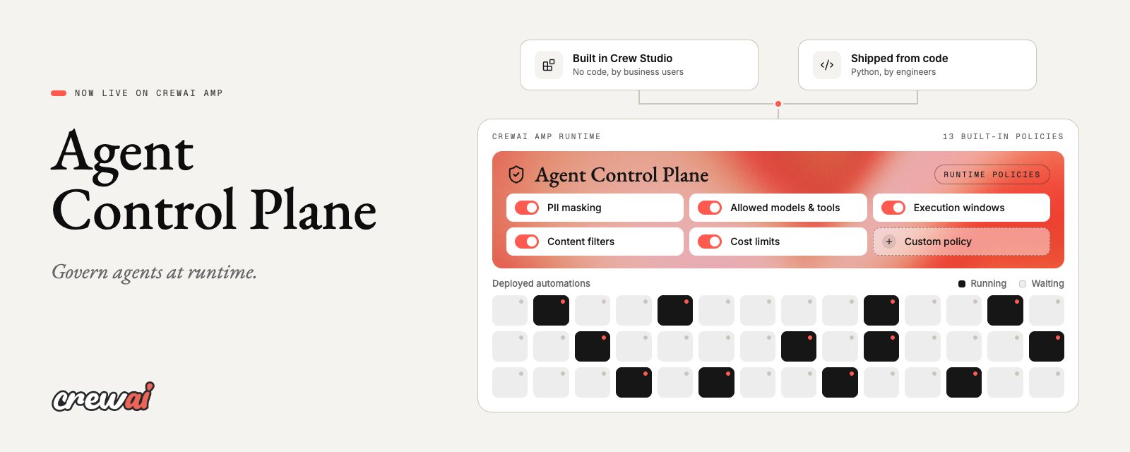 CrewAI 发布 Agent Control Plane