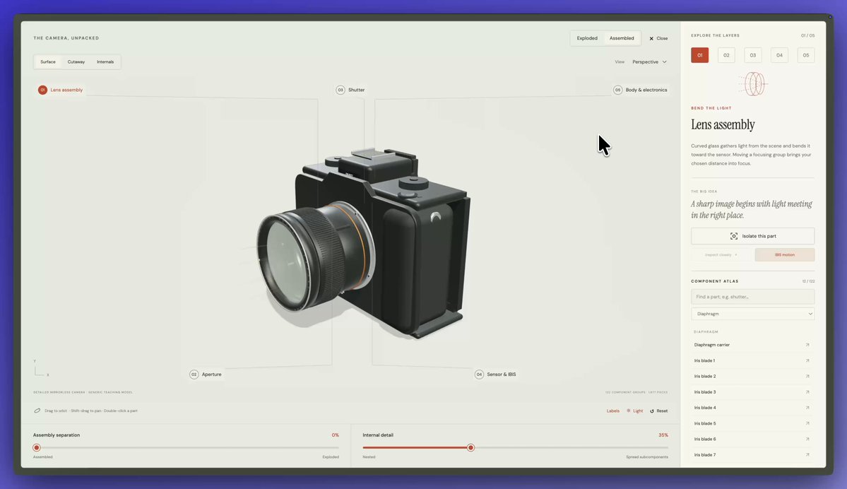 Astra builds a 3D camera with 1,877 modeled pieces in Three.js