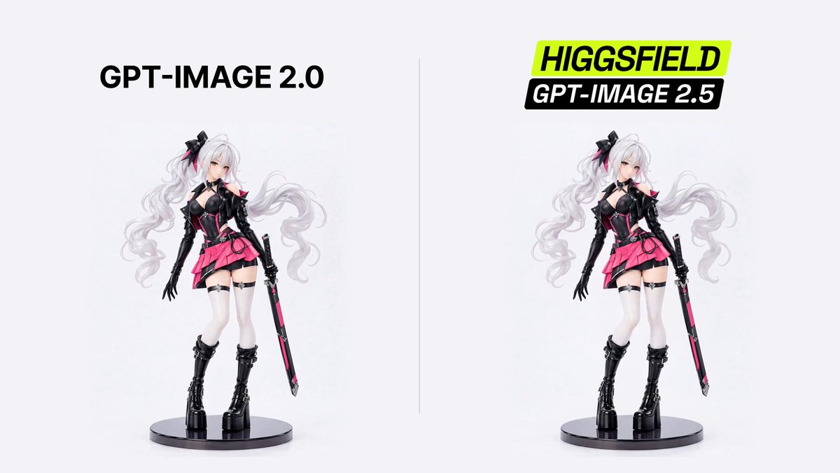 Higgsfield 官方对比 GPT-Image 2.0 与 2.5 动画效果