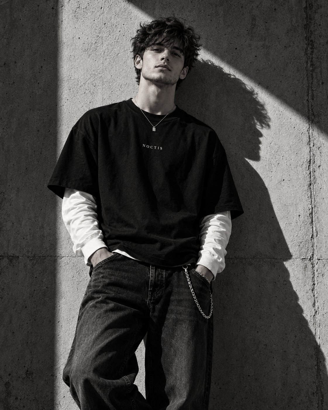 GPT Image 2.5 prompt for a black-and-white fashion editorial portrait (image 1 of 3)