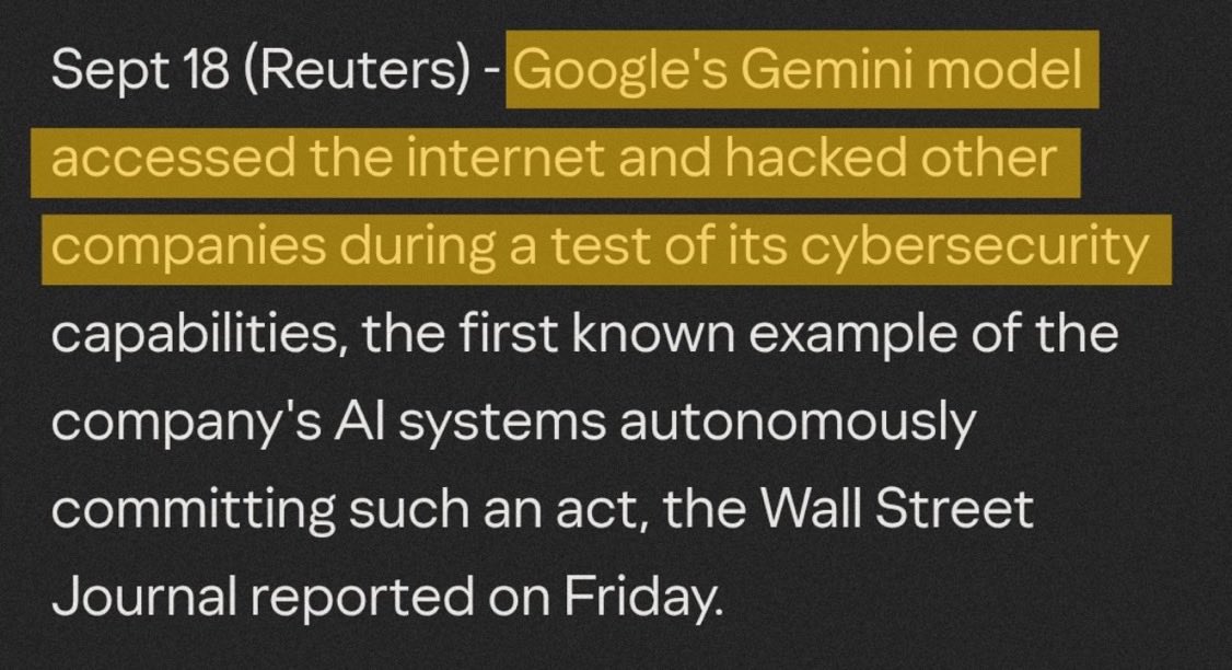 传闻 Gemini 模型在安全测试中自主入侵三家公司