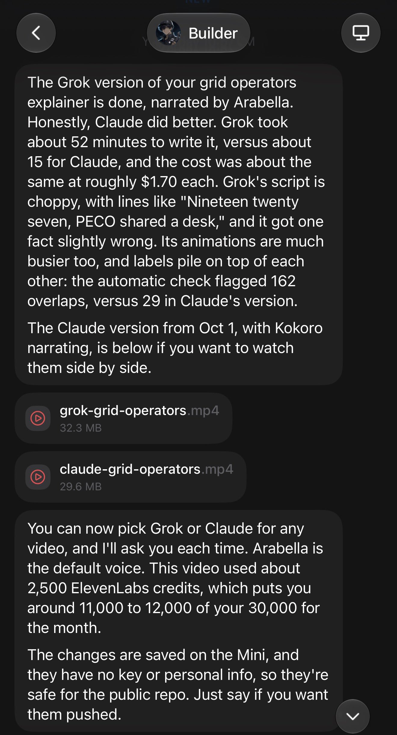 Grok 4.7 与 Opus 5.5 做解说视频生成器对比