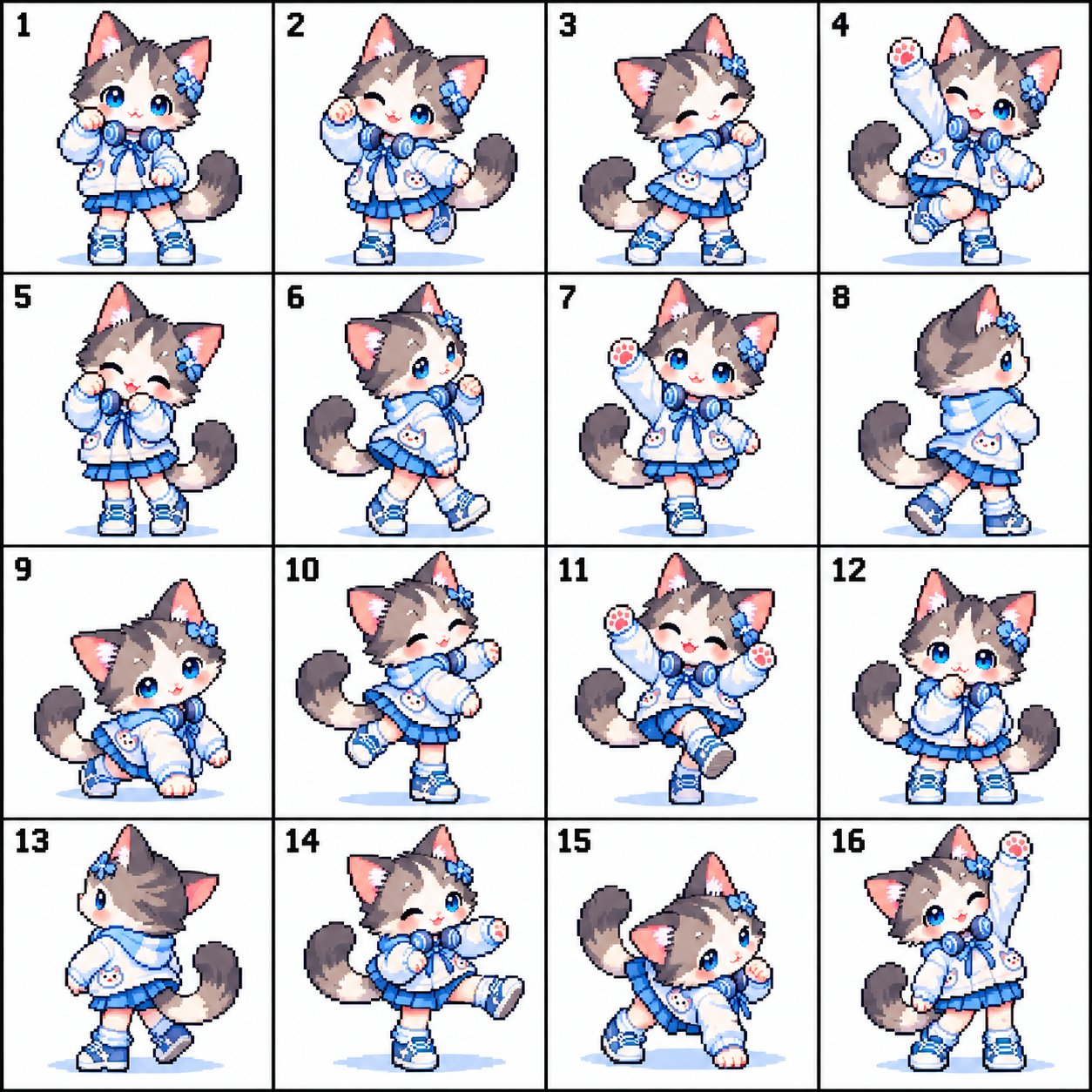 GPT Image 2.5 prompt turns a character into a 16-pose dance sheet