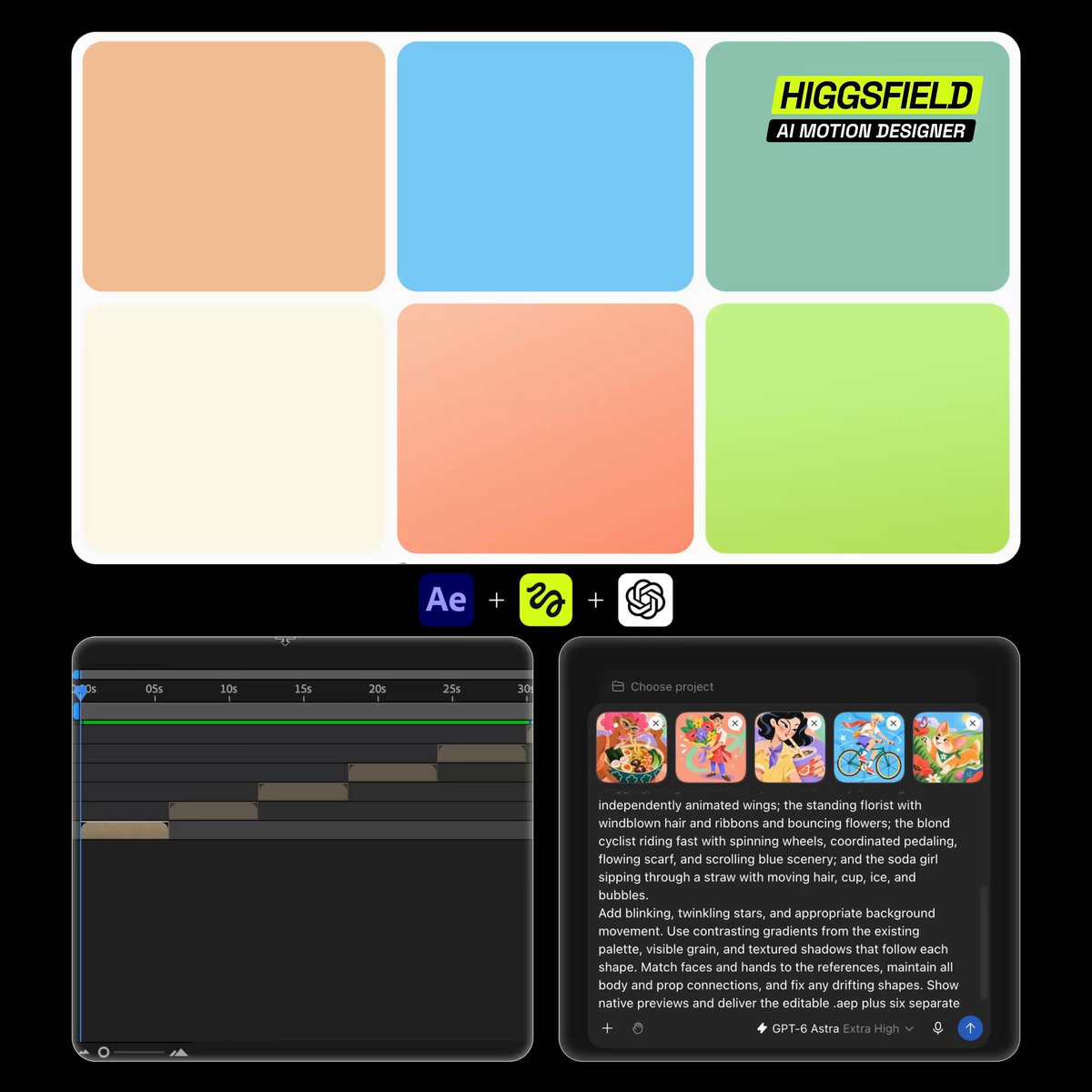 Higgsfield offers $10,000 for a better motion design video than its GPT-6 Astra After Effects demo
