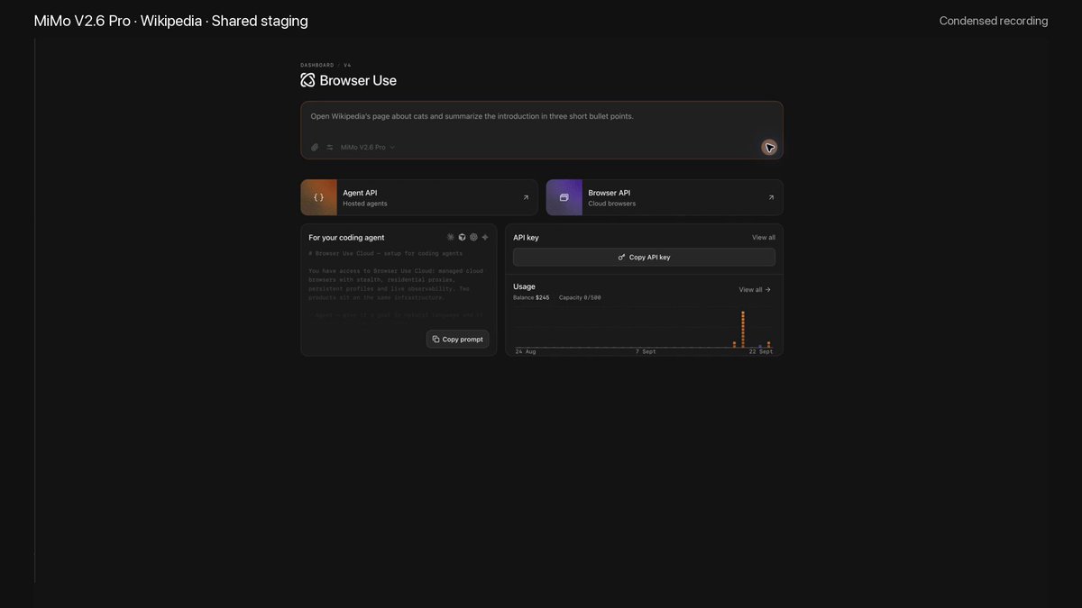 Browser Use Cloud adds MiMo V2.6 Pro and Flash models