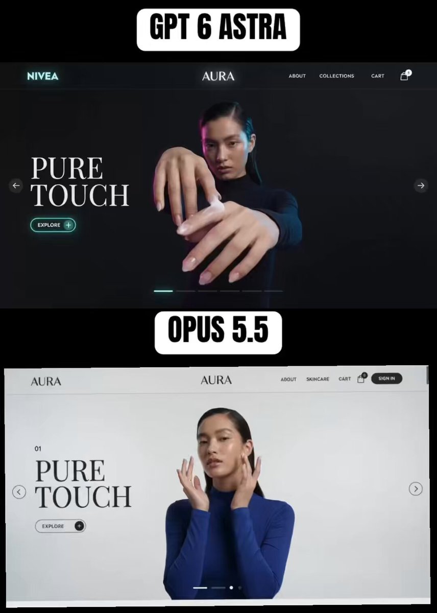 GPT-6 Astra 与 Opus 5.5 生成 3D 奶油品牌视觉